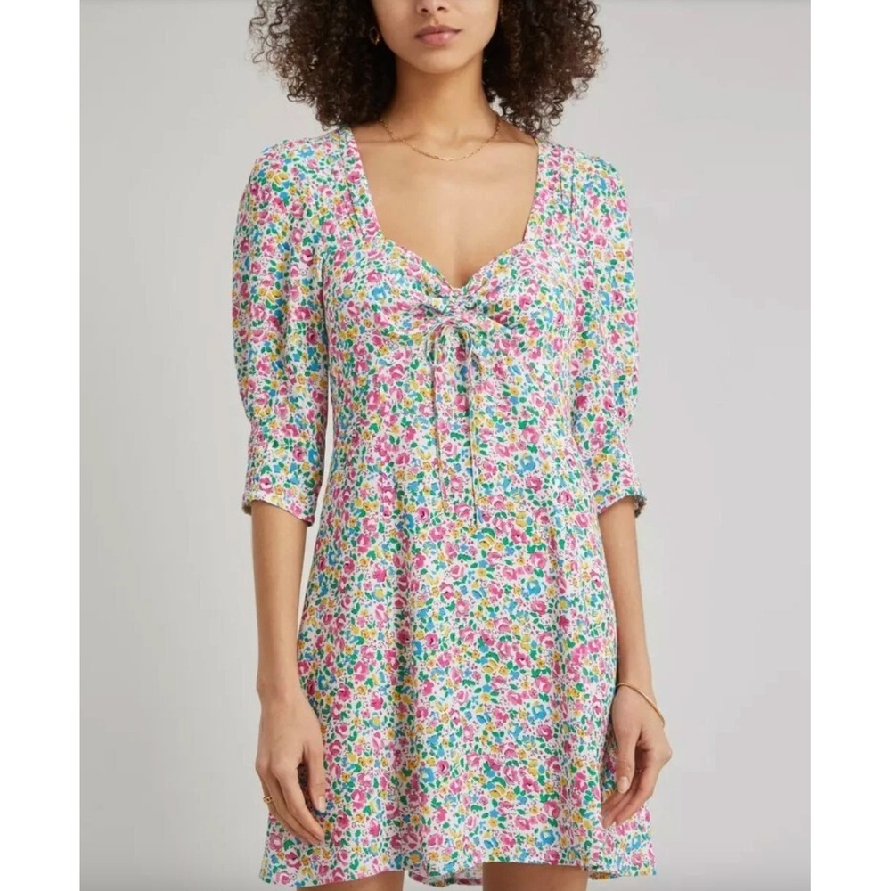 NWT RIXO Larissa Floral Mini Dress Puff Sleeve‎ XL Cottagecore Romantic Dainty